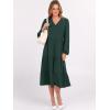 imageANRABESS Womens Long Lantern Sleeve Floral Midi Dresses 2025 Fall V Neck Casual Flowy Aline Tiered Boho Vacation Long DressDark Green