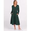 imageANRABESS Womens Long Lantern Sleeve Floral Midi Dresses 2025 Fall V Neck Casual Flowy Aline Tiered Boho Vacation Long DressDark Green