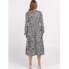 imageANRABESS Womens Long Lantern Sleeve Floral Midi Dresses 2025 Fall V Neck Casual Flowy Aline Tiered Boho Vacation Long DressFloral Black