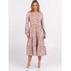 imageANRABESS Womens Long Lantern Sleeve Floral Midi Dresses 2025 Fall V Neck Casual Flowy Aline Tiered Boho Vacation Long DressFloral Pink