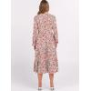imageANRABESS Womens Long Lantern Sleeve Floral Midi Dresses 2025 Fall V Neck Casual Flowy Aline Tiered Boho Vacation Long DressFloral Pink