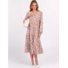 imageANRABESS Womens Long Lantern Sleeve Floral Midi Dresses 2025 Fall V Neck Casual Flowy Aline Tiered Boho Vacation Long DressFloral Pink
