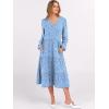imageANRABESS Womens Long Lantern Sleeve Floral Midi Dresses 2025 Fall V Neck Casual Flowy Aline Tiered Boho Vacation Long DressFloral White Blue