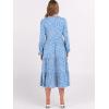 imageANRABESS Womens Long Lantern Sleeve Floral Midi Dresses 2025 Fall V Neck Casual Flowy Aline Tiered Boho Vacation Long DressFloral White Blue