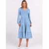 imageANRABESS Womens Long Lantern Sleeve Floral Midi Dresses 2025 Fall V Neck Casual Flowy Aline Tiered Boho Vacation Long DressFloral White Blue