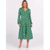 imageANRABESS Womens Long Lantern Sleeve Floral Midi Dresses 2025 Fall V Neck Casual Flowy Aline Tiered Boho Vacation Long DressFloral White Green