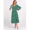 imageANRABESS Womens Long Lantern Sleeve Floral Midi Dresses 2025 Fall V Neck Casual Flowy Aline Tiered Boho Vacation Long DressFloral White Green