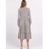 imageANRABESS Womens Long Lantern Sleeve Floral Midi Dresses 2025 Fall V Neck Casual Flowy Aline Tiered Boho Vacation Long DressGrey White Spot Print