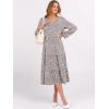 imageANRABESS Womens Long Lantern Sleeve Floral Midi Dresses 2025 Fall V Neck Casual Flowy Aline Tiered Boho Vacation Long DressGrey White Spot Print