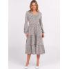 imageANRABESS Womens Long Lantern Sleeve Floral Midi Dresses 2025 Fall V Neck Casual Flowy Aline Tiered Boho Vacation Long DressGrey White Spot Print