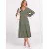 imageANRABESS Womens Long Lantern Sleeve Floral Midi Dresses 2025 Fall V Neck Casual Flowy Aline Tiered Boho Vacation Long DressOlive Green
