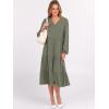 imageANRABESS Womens Long Lantern Sleeve Floral Midi Dresses 2025 Fall V Neck Casual Flowy Aline Tiered Boho Vacation Long DressOlive Green
