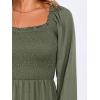imageANRABESS Womens Long Lantern Sleeve Square Neck Dress Smocked Tiered High Waist Ruffle Flowy Swing 2025 Fall Short DressesArmy Green