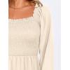 imageANRABESS Womens Long Lantern Sleeve Square Neck Dress Smocked Tiered High Waist Ruffle Flowy Swing 2025 Fall Short DressesBeige