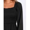 imageANRABESS Womens Long Lantern Sleeve Square Neck Dress Smocked Tiered High Waist Ruffle Flowy Swing 2025 Fall Short DressesBlack