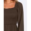 imageANRABESS Womens Long Lantern Sleeve Square Neck Dress Smocked Tiered High Waist Ruffle Flowy Swing 2025 Fall Short DressesBrown