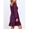 imageANRABESS Womens Long Lantern Sleeve Square Neck Dress Smocked Tiered High Waist Ruffle Flowy Swing 2025 Fall Short DressesDeep Purple
