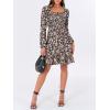 imageANRABESS Womens Long Lantern Sleeve Square Neck Dress Smocked Tiered High Waist Ruffle Flowy Swing 2025 Fall Short DressesFloral Navy Blue