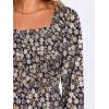 imageANRABESS Womens Long Lantern Sleeve Square Neck Dress Smocked Tiered High Waist Ruffle Flowy Swing 2025 Fall Short DressesFloral Navy Blue