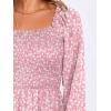 imageANRABESS Womens Long Lantern Sleeve Square Neck Dress Smocked Tiered High Waist Ruffle Flowy Swing 2025 Fall Short DressesFloral Pink