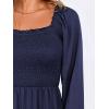 imageANRABESS Womens Long Lantern Sleeve Square Neck Dress Smocked Tiered High Waist Ruffle Flowy Swing 2025 Fall Short DressesNavy Blue