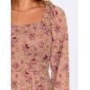 imageANRABESS Womens Long Lantern Sleeve Square Neck Dress Smocked Tiered High Waist Ruffle Flowy Swing 2025 Fall Short DressesPrint Rose Pink