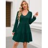 imageANRABESS Womens Long Sleeve Dress 2025 Fall Casual V Neck Tiered Flowy Short Dresses Beach Travel Vacation OutfitsDeep Green