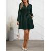 imageANRABESS Womens Long Sleeve Dress 2025 Fall Casual V Neck Tiered Flowy Swing Short Mini Dresses Beach Travel Vacation OutfitsDeep Green