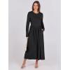 imageANRABESS Womens Long Sleeve Elegant Modest Drop Waist Maxi Dress 2025 Fall Casual Flowy Pleated Long Dresses with PocketsBlack