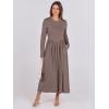 imageANRABESS Womens Long Sleeve Elegant Modest Drop Waist Maxi Dress 2025 Fall Casual Flowy Pleated Long Dresses with PocketsBrown