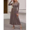 imageANRABESS Womens Long Sleeve Elegant Modest Drop Waist Maxi Dress 2025 Fall Casual Flowy Pleated Long Dresses with PocketsBrown