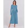 imageANRABESS Womens Long Sleeve Elegant Modest Drop Waist Maxi Dress 2025 Fall Casual Flowy Pleated Long Dresses with PocketsLake Green