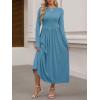 imageANRABESS Womens Long Sleeve Elegant Modest Drop Waist Maxi Dress 2025 Fall Casual Flowy Pleated Long Dresses with PocketsLake Green