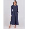 imageANRABESS Womens Long Sleeve Elegant Modest Drop Waist Maxi Dress 2025 Fall Casual Flowy Pleated Long Dresses with PocketsNavy Blue