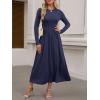 imageANRABESS Womens Long Sleeve Elegant Modest Drop Waist Maxi Dress 2025 Fall Casual Flowy Pleated Long Dresses with PocketsNavy Blue