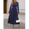 imageANRABESS Womens Long Sleeve Elegant Modest Drop Waist Maxi Dress 2025 Fall Casual Flowy Pleated Long Dresses with PocketsNavy Blue