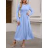 imageANRABESS Womens Long Sleeve Elegant Modest Drop Waist Maxi Dress 2025 Fall Casual Flowy Pleated Long Dresses with PocketsSky Blue