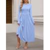 imageANRABESS Womens Long Sleeve Elegant Modest Drop Waist Maxi Dress 2025 Fall Casual Flowy Pleated Long Dresses with PocketsSky Blue