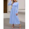 imageANRABESS Womens Long Sleeve Elegant Modest Drop Waist Maxi Dress 2025 Fall Casual Flowy Pleated Long Dresses with PocketsSky Blue