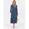imageANRABESS Womens Long Sleeve Maxi Dresses 2025 Fall Casual V Neck Flowy Tiered Boho Modest Trendy Vacation Dress with PocketsBlue