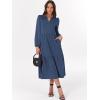 imageANRABESS Womens Long Sleeve Maxi Dresses 2025 Fall Casual V Neck Flowy Tiered Boho Modest Trendy Vacation Dress with PocketsBlue