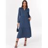 imageANRABESS Womens Long Sleeve Maxi Dresses 2025 Fall Casual V Neck Flowy Tiered Boho Modest Trendy Vacation Dress with PocketsBlue