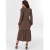 imageANRABESS Womens Long Sleeve Maxi Dresses 2025 Fall Casual V Neck Flowy Tiered Boho Modest Trendy Vacation Dress with PocketsBrown