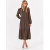 imageANRABESS Womens Long Sleeve Maxi Dresses 2025 Fall Casual V Neck Flowy Tiered Boho Modest Trendy Vacation Dress with PocketsBrown