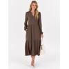 imageANRABESS Womens Long Sleeve Maxi Dresses 2025 Fall Casual V Neck Flowy Tiered Boho Modest Trendy Vacation Dress with PocketsBrown