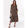 imageANRABESS Womens Long Sleeve Maxi Dresses 2025 Fall Casual V Neck Flowy Tiered Boho Modest Trendy Vacation Dress with PocketsBrown