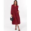 imageANRABESS Womens Long Sleeve Maxi Dresses 2025 Fall Casual V Neck Flowy Tiered Boho Modest Trendy Vacation Dress with PocketsDeep Red