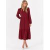 imageANRABESS Womens Long Sleeve Maxi Dresses 2025 Fall Casual V Neck Flowy Tiered Boho Modest Trendy Vacation Dress with PocketsDeep Red