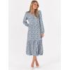 imageANRABESS Womens Long Sleeve Maxi Dresses 2025 Fall Casual V Neck Flowy Tiered Boho Modest Trendy Vacation Dress with PocketsFloral Blue