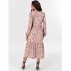 imageANRABESS Womens Long Sleeve Maxi Dresses 2025 Fall Casual V Neck Flowy Tiered Boho Modest Trendy Vacation Dress with PocketsFloral Pink